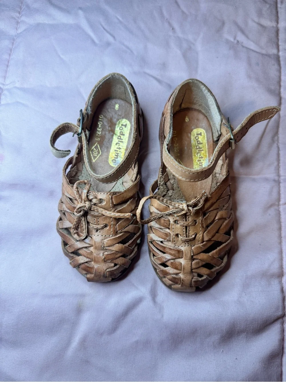 Vintage ToddleTime Toddler/Toddler Kids Brown Leather Huarache Sandals -